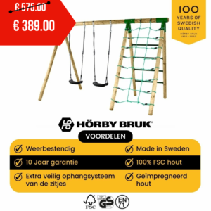 Houten schommel actief